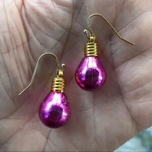 3 for $25/ Pink & Gold Festive Holiday Christmas Lightbulb Bulb Drop Earrings